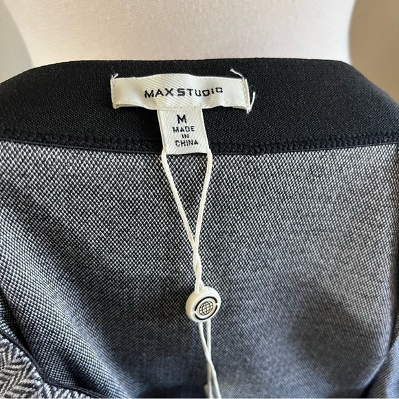NWT Max Studio Gray Herringbone Pull On Gathered Faux Wrap Pencil Skirt Size M - Picture 6 of 7